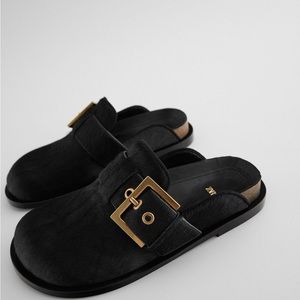 Zara Cowhide and Leather Clogs